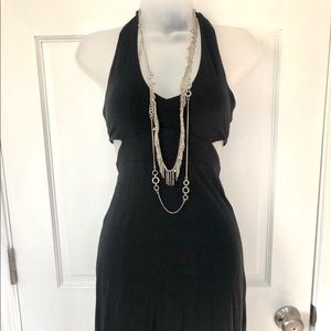 Sexy Black Bra-Top Halter Dress